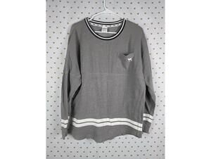 Victorias Secret PINK Campus Sweater Shirt LOGO BACK Grey MEDIUM